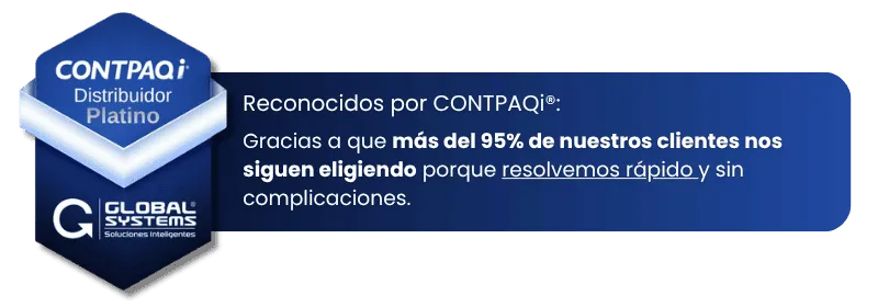 Global Systems reconocido como Socio Platino CONTPAQi® por su atención y soporte especializado